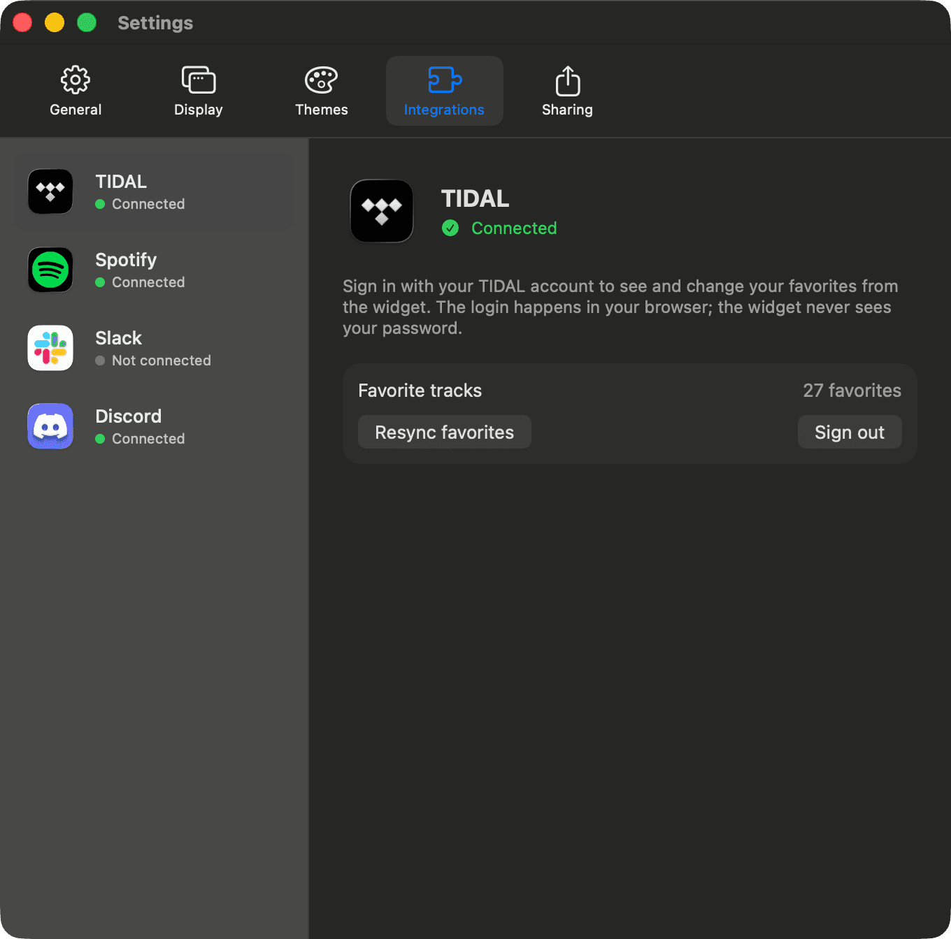 Settings → Integrations